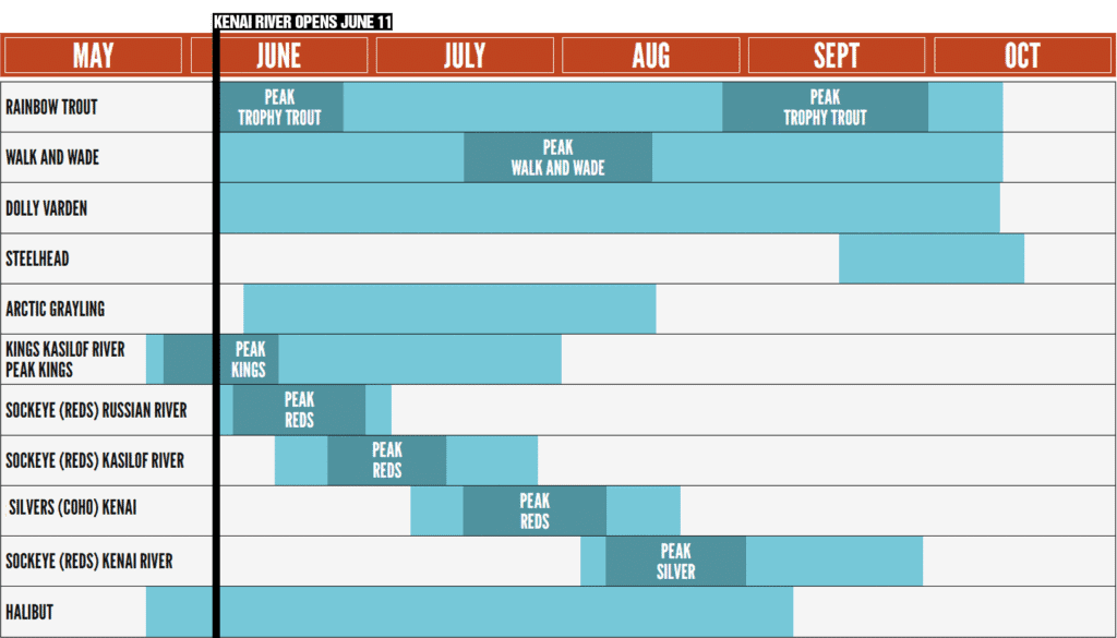 Graph showing Best times to fish on the kenai River