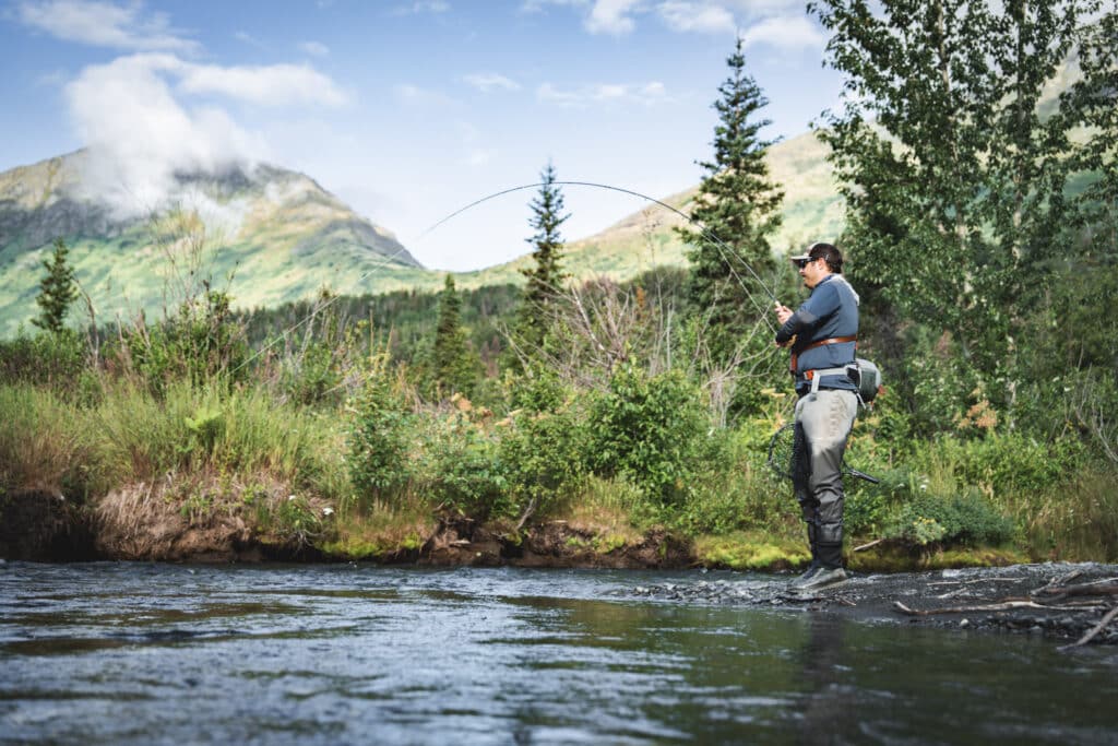 Fly Fishing On an Alaska Fishing Vacation Package on the Kenai River