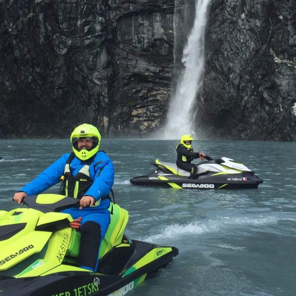 Jet Ski Near Glaciers and Waterfalls | Whitter Alaska | Alaska Fishing Packages